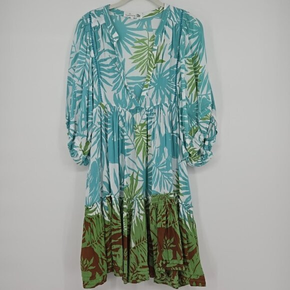 Poupette St Barth Tropical Floral Women's Aria Tiered Mini Dress Size M/L - Picture 3 of 14